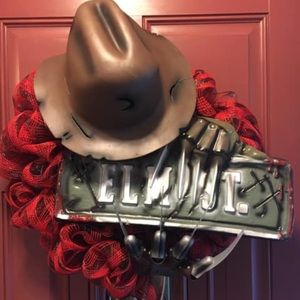 Homemade Freddy Krueger Mesh wreath.